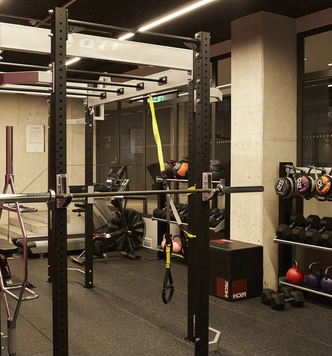 Fitness center at Steel House, luxury hostel in Copenhagen